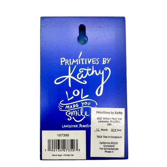 Patriotic Block Sign 5 x 3 x 1 Red White Blue Pet My Cat NWT - Picture 3 of 8